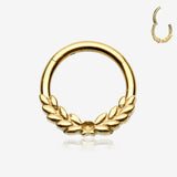 Golden Laurel Wreath Seamless Clicker Hoop Ring