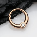 Detail View 1 of Rose Gold Sparkle Eclipse Seamless Clicker Hoop Ring