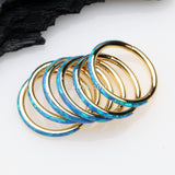 Detail View 3 of Golden Brilliant Fire Opal Lined Seamless Clicker Hoop Ring-Blue Opal