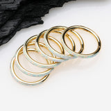 Detail View 3 of Golden Brilliant Fire Opal Lined Seamless Clicker Hoop Ring-White Opal