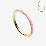 Golden Brilliant Fire Opal Lined Seamless Clicker Hoop Ring