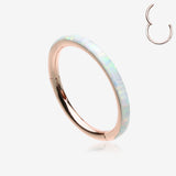 Rose Gold Brilliant Fire Opal Lined Seamless Clicker Hoop Ring