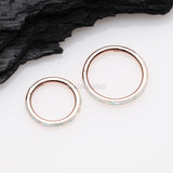 Detail View 2 of Rose Gold Brilliant Fire Opal Lined Seamless Clicker Hoop Ring-White Opal