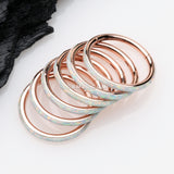 Detail View 3 of Rose Gold Brilliant Fire Opal Lined Seamless Clicker Hoop Ring-White Opal