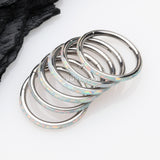 Detail View 3 of Brilliant Fire Opal Lined Seamless Clicker Hoop Ring-White Opal
