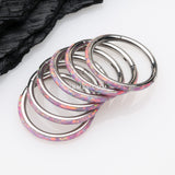 Detail View 3 of Brilliant Fire Opal Lined Seamless Clicker Hoop Ring-Pink Opal