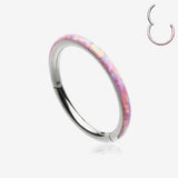 Brilliant Fire Opal Lined Seamless Clicker Hoop Ring