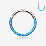 Brilliant Fire Opal Lined Front Facing Seamless Clicker Hoop Ring