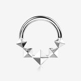 Implant Grade Titanium Square Pyramid Prism Cascade Clicker Hoop Ring