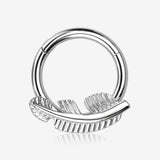 Implant Grade Titanium Vintage Leaf Clicker Hoop Ring