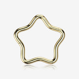 Implant Grade Titanium Golden Star Basic Geometric Clicker Hoop Ring
