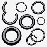 Implant Grade Titanium PVD Blackline Basic Seamless Hinged Clicker Hoop Ring-Black