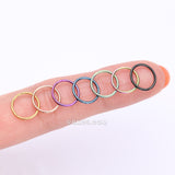 Detail View 3 of Implant Grade Titanium PVD Colorline Basic Seamless Hinged Clicker Hoop Ring-Blue