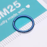 Detail View 4 of Implant Grade Titanium PVD Colorline Basic Seamless Hinged Clicker Hoop Ring-Blue