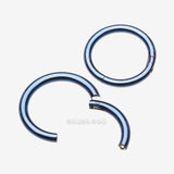 Detail View 1 of Implant Grade Titanium PVD Colorline Basic Seamless Hinged Clicker Hoop Ring-Blue