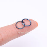 Detail View 2 of Implant Grade Titanium PVD Colorline Basic Seamless Hinged Clicker Hoop Ring-Blue