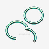 Detail View 1 of Implant Grade Titanium PVD Colorline Basic Seamless Hinged Clicker Hoop Ring-Green