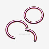 Detail View 1 of Implant Grade Titanium PVD Colorline Basic Seamless Hinged Clicker Hoop Ring-Purple