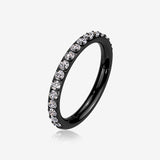 Implant Grade Titanium Blackline Brilliant Sparkle Gems Lined Clicker Hoop Ring