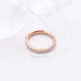 Detail View 1 of Implant Grade Titanium Rose Gold Brilliant Sparkle Gems Lined Clicker Hoop Ring-Clear Gem