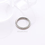 Detail View 1 of Implant Grade Titanium Brilliant Sparkle Gems Front Lined Clicker Hoop Ring-Clear Gem