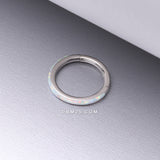 Detail View 1 of Implant Grade Titanium Brilliant Fire Opal Lined Seamless Clicker Hoop Ring-White Opal