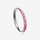 Implant Grade Titanium Brilliant Fire Opal Lined Seamless Clicker Hoop Ring