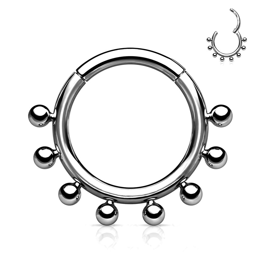 Implant Grade Titanium Bali Studded Balls Clicker Hoop Ring - BM25.com