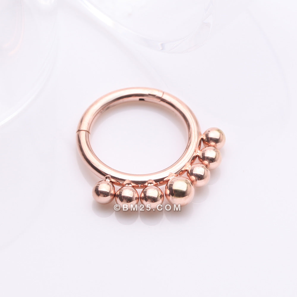 Detail View 1 of Implant Grade Titanium Rose Gold Bali Beads Clicker Hoop Ring
