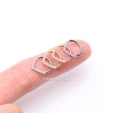 Detail View 3 of Implant Grade Titanium Rose Gold Chevron Sparkle Lined Seamless Clicker Hoop Ring-Clear Gem