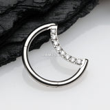 Detail View 1 of Implant Grade Titanium Crescent Moon Sparkle Seamless Clicker Hoop Ring-Clear Gem