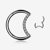 Implant Grade Titanium Crescent Moon Sparkle Seamless Clicker Hoop Ring
