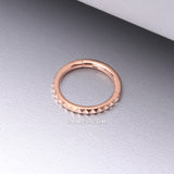 Detail View 1 of Implant Grade Titanium Rose Gold Pyramid Studded Geometric Seamless Clicker Hoop Ring