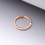 Detail View 1 of Implant Grade Titanium Rose Gold Pyramid Front Geometric Seamless Clicker Hoop Ring