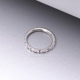 Detail View 1 of Implant Grade Titanium Pyramid Sparkle Studded Geometric Seamless Clicker Hoop Ring-Pink