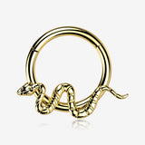 Implant Grade Titanium Golden Snake Swiggle Clicker Hoop Ring