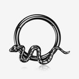 Implant Grade Titanium Blackline Snake Swiggle Clicker Hoop Ring