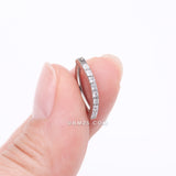 Detail View 2 of Implant Grade Titanium Square Gem Lined Minimalist Curved Bar Belly Clicker-Clear Gem