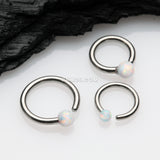 Detail View 1 of Fire Opal Basic Bendable Twist Hoop Ring-White