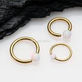Detail View 1 of Golden Fire Opal Basic Bendable Twist Hoop Ring-White