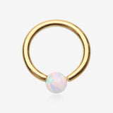 Golden Fire Opal Basic Bendable Twist Hoop Ring-White