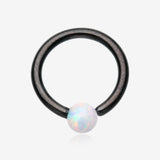 Blackline Fire Opal Basic Bendable Twist Hoop Ring-White