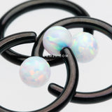 Detail View 2 of Blackline Fire Opal Basic Bendable Twist Hoop Ring-White