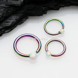 Detail View 1 of Colorline Fire Opal Basic Bendable Twist Hoop Ring-White