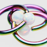 Detail View 2 of Colorline Fire Opal Basic Bendable Twist Hoop Ring-White