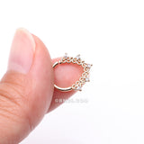 Detail View 2 of Golden Royal Heart Filigree Sparkle Bendable Hoop Ring-Clear Gem
