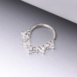 Detail View 1 of Royal Heart Filigree Sparkle Bendable Hoop Ring-Clear Gem