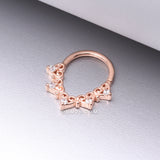 Detail View 1 of Rose Gold Royal Heart Filigree Sparkle Bendable Hoop Ring-Clear Gem