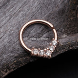 Detail View 1 of Rose Gold Brilliant Sparkle Chevron Bendable Hoop Ring-Clear Gem