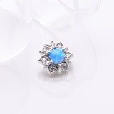 Detail View 1 of Fire Opal Flower Love Sparkle Dermal Anchor Top-Blue Opal